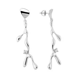 Серьги из серебра с фианитами с родированием И2-798-23-01