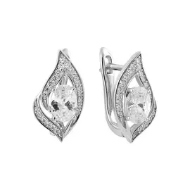 Серьги из серебра с фианитами с родированием И2-854-23-01