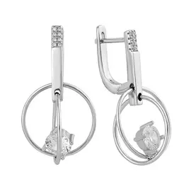 Серьги из серебра с фианитами с родированием И2-863-23-01