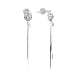 Серьги из серебра с фианитами с родированием И2-931-23-01