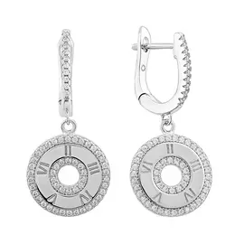 Серьги из серебра с фианитами с родированием И2-935-23-01