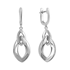 Серьги из серебра с фианитами с родированием И2-938-23-01