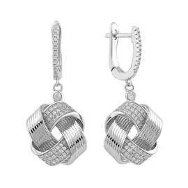 Серьги из серебра с фианитами с родированием И2-939-23-01