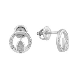 Серьги из серебра с фианитами с родированием И2-968-23-01