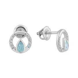 Серьги из серебра с фианитами с родированием И2-968-23-61