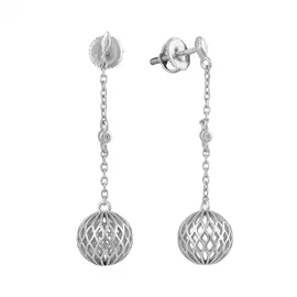 Серьги из серебра с фианитами с родированием И2-997-23-01