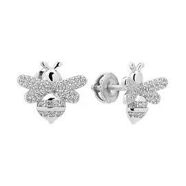 Серьги из серебра с фианитами с родированием SE0377701