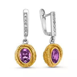 Серьги из серебра с фианитами swarovski с позолотой E-0161WM