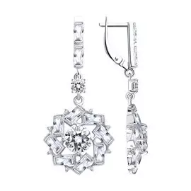 Серьги из серебра с фианитом 94023468