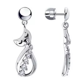 Серьги из серебра с фианитом 94024031
