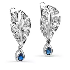 Серьги из серебра с фианитом, наношпинелью с родированием 12-086-70800