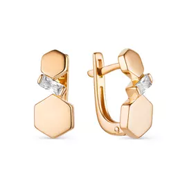 Серьги из серебра с фианитом с позолотой 02-1639/00КЦ-06