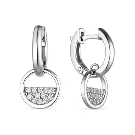 Серьги из серебра с фианитом с родированием 02-1795/00КЦ-00