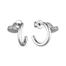 Серьги из серебра с фианитом с родированием 02-1906/00КЦ-00