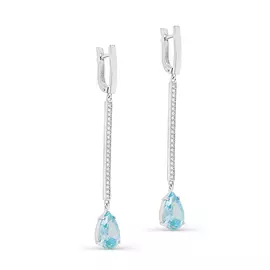 Серьги из серебра с фианитом с родированием 12-273-40100