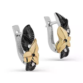 Серьги из серебра с фианитом с родированием 12-279-0101