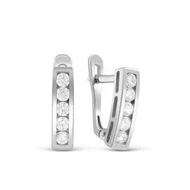 Серьги из серебра с фианитом с родированием 402011-128р