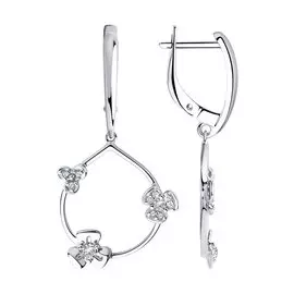 Серьги из серебра с фианитом с родированием 94023654