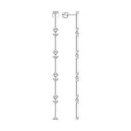 Серьги из серебра с фианитом с родированием 94024198