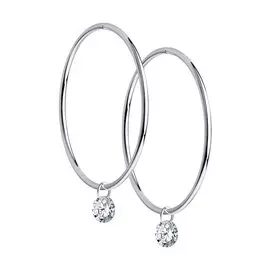 Серьги из серебра с фианитом с родированием 94024480