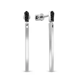 Серьги из серебра с фианитом с родированием с-3150р216