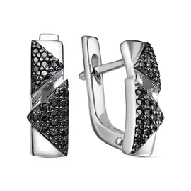 Серьги из серебра с фианитом с родированием с-7238р216