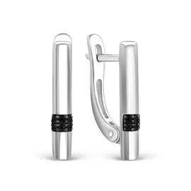 Серьги из серебра с фианитом с родированием с-7257р216