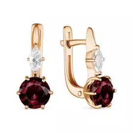 Серьги из серебра с гранатами и фианитами 02-1928/00ГР-06