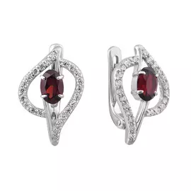 Серьги из серебра с гранатами и фианитами 21-0965-23-08