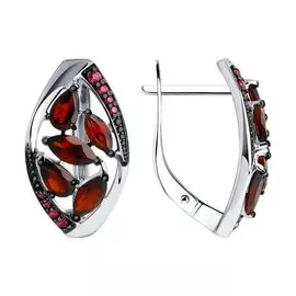Серьги из серебра с гранатами и фианитами 92021500