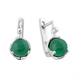Серьги из серебра с изумрудами с родированием 16236002
