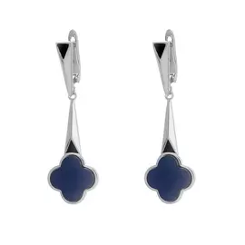 Серьги из серебра с керамикой и эмалью с родированием TC-E01065-Вl-W-X-B-X