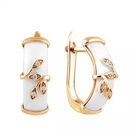 Серьги из серебра с керамикой и фианитами с позолотой G-TC-450E-WR