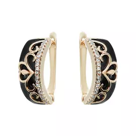 Серьги из серебра с керамикой и куб. цирконием с родированием TC-E00611-B-G-X-X-W