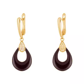 Серьги из серебра с керамикой и куб. цирконием с родированием TC-E00970-BR-G-X-X-W