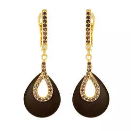 Серьги из серебра с керамикой и куб. цирконием с родированием TM-E00144-BR-L-X-X-DB