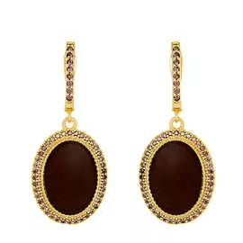 Серьги из серебра с керамикой и куб. цирконием с родированием TM-E00746-BR-L-X-X-DB