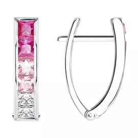 Серьги из серебра с корундами и фианитами 94024438