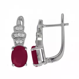 Серьги из серебра с корундом, рубином и фианитом 2405937065