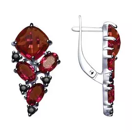 Серьги из серебра с кристаллом swarovski и фианитом с родированием 94023084