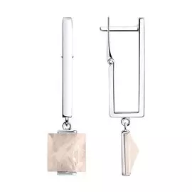 Серьги из серебра с кварцем розовым 92022341