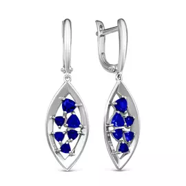 Серьги из серебра с кварцем с родированием С-3534рс108