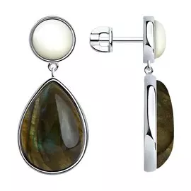 Серьги из серебра с лабрадоритом и перламутром 83020135
