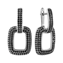 Серьги из серебра с нанокристаллами с родированием 041516-1-0001000202