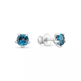 Серьги из серебра с наносит. топазом с родированием 02-1193/0НСЛ-00