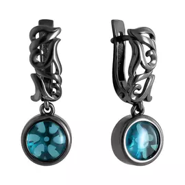 Серьги из серебра с наноситаллами с чернением 12-237-52189