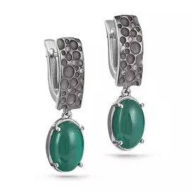 Серьги из серебра с ониксом и фианитом с родированием 12-189-1989