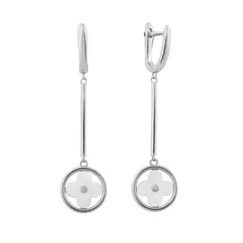 Серьги из серебра с перламутрами и фианитами с родированием И2-893-23-61