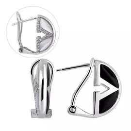 Серьги из серебра с перламутром с родированием 61129302