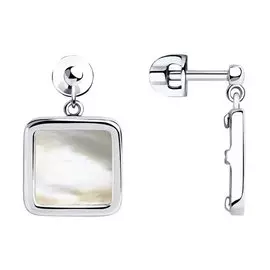 Серьги из серебра с перламутром с родированием 94023511